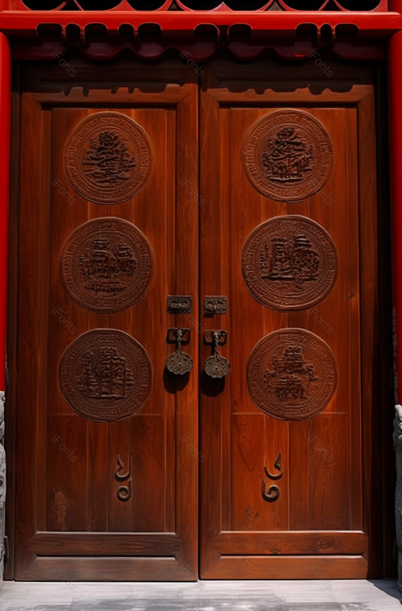 中国古典式朱红色木门摄影图,高清,摄影图,摄影图片,图片大全,摄影图免费下载